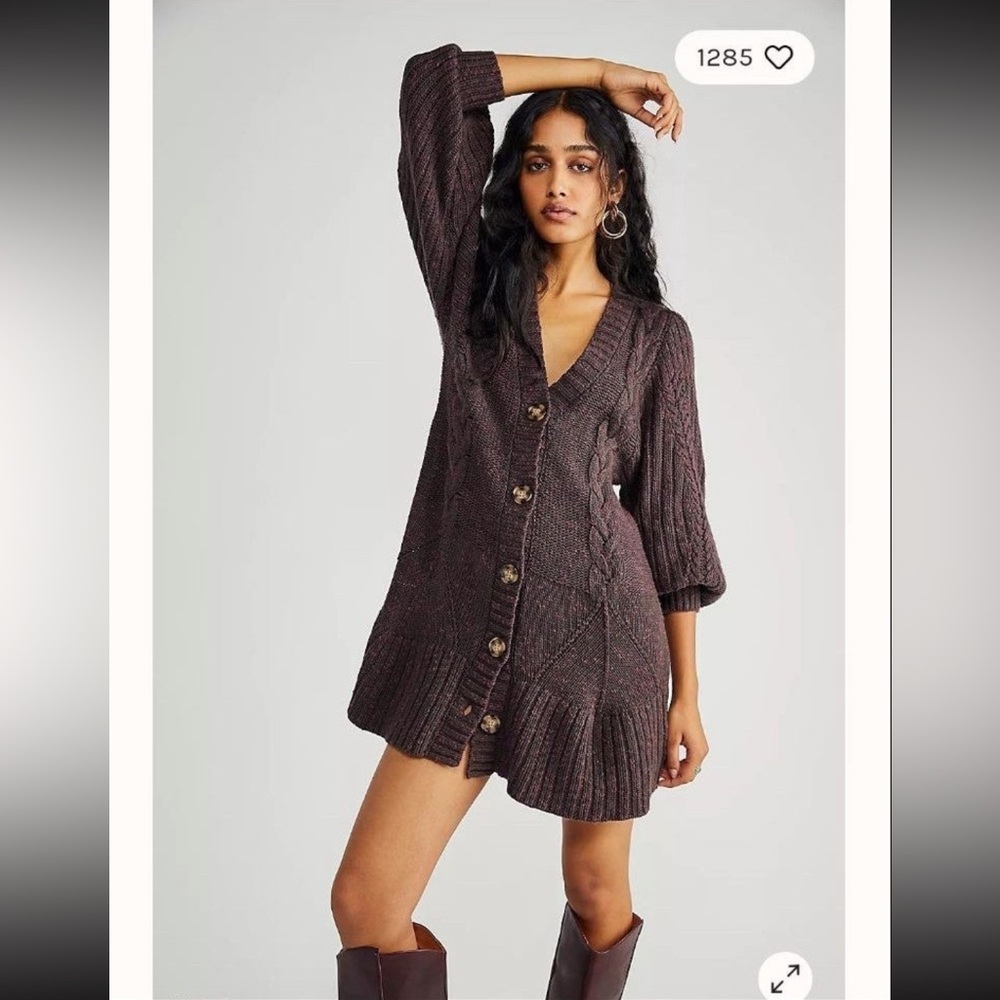 Free People Cable Knit Button-Front Dress